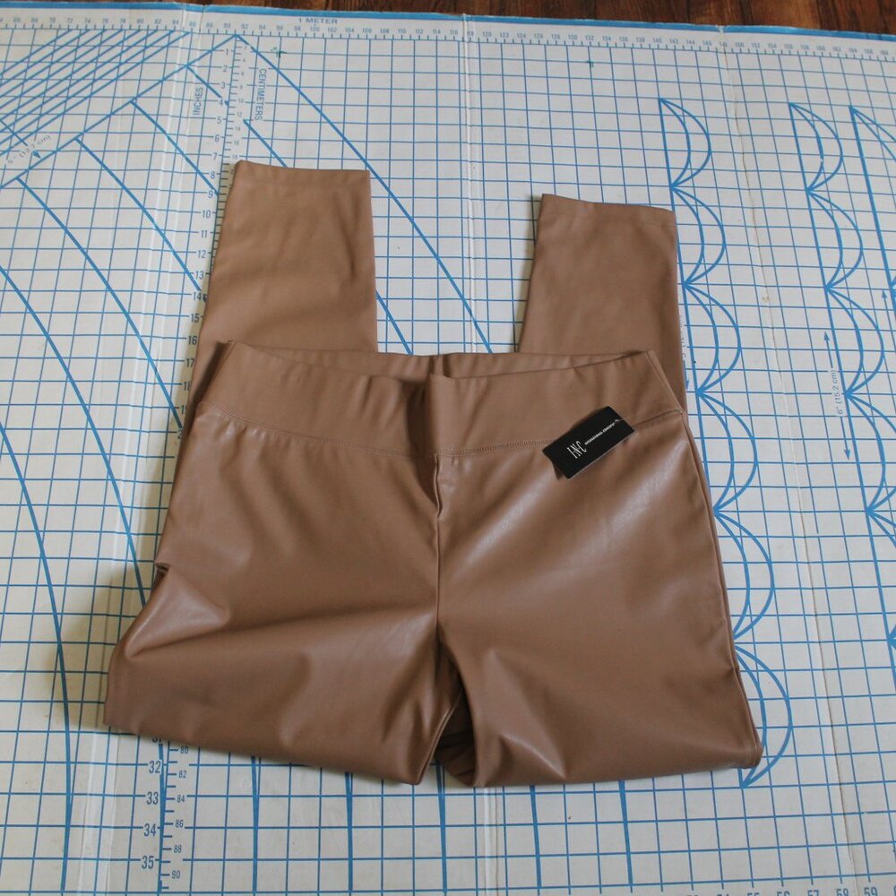I-N-C International Concepts Tan Pleather Pants, Size 16, NWT